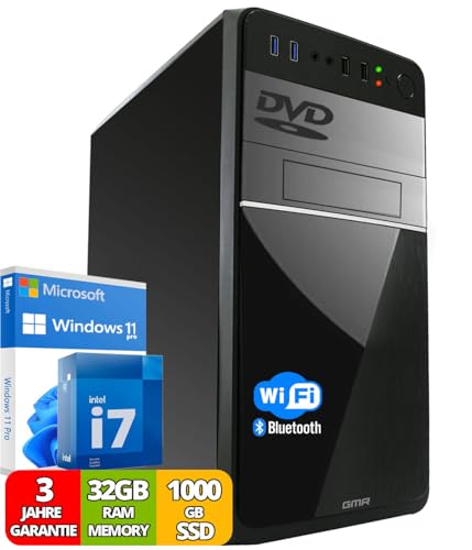 Intel i7 - Business Office Multimedia Computer mit 3 Jahre Garantie! | 32 GB RAM | 1000GB SSD | DVD...