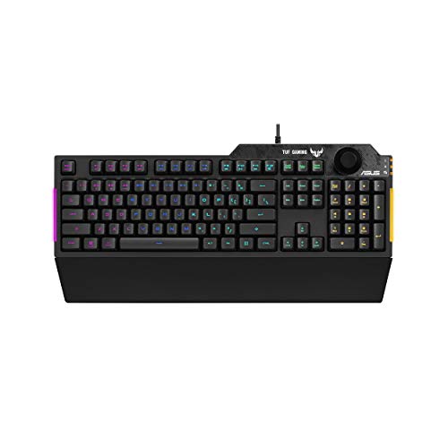 ASUS TUF Gaming K1 RGB keyboard with dedicated volume knob, spill-Resistance, side light bar and...